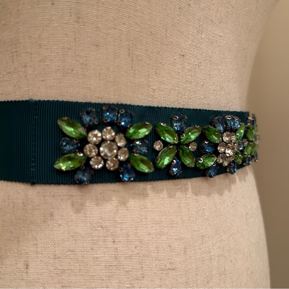 Pennyblack by Max Mara Green Belt with Rhinestones Size: Small Spring/ Summer - Picture 11 of 12